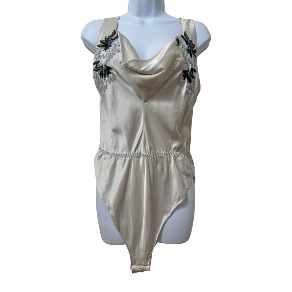 Vintage Victorias Secret Gold Label Silk Teddy Bodysuit Size M Floral One Piece